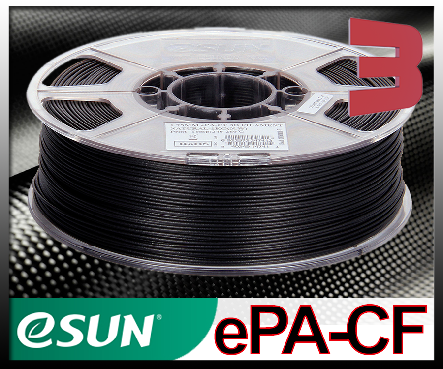 ESUN ePA-CF Filament PLA résiste à la chaleur, rigidité élevée, résistance  élevée à la traction 1.75 mm 1 kg carbone, m
