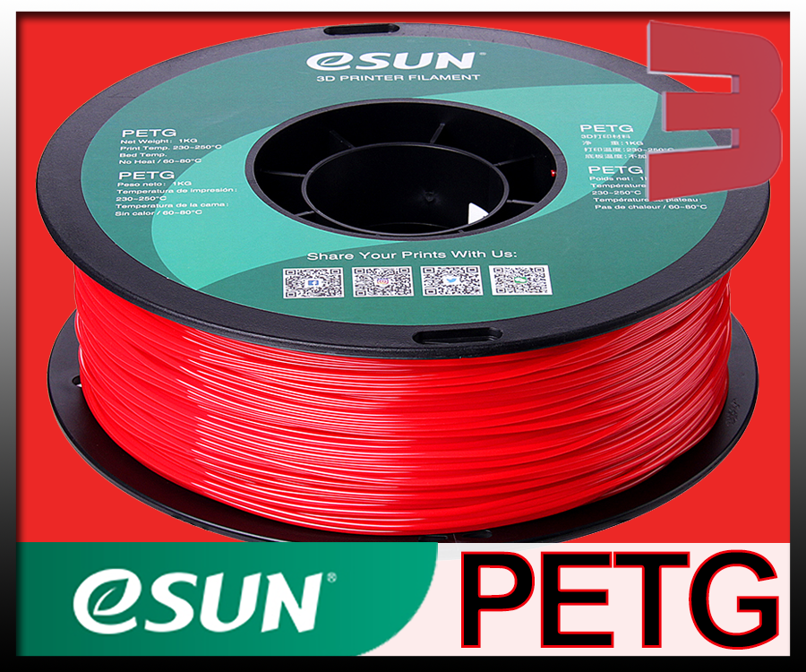 Esun PetG 3D Filament 1.75mm 1Kg SOLID RED • 3D Printer Store