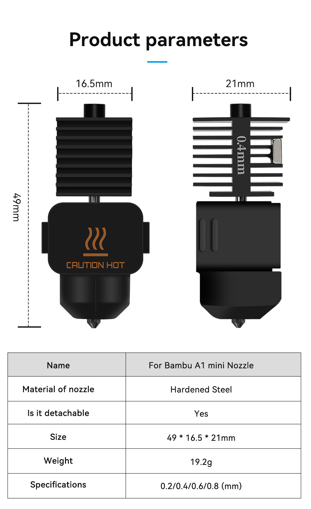 A1 mini hotend for Bambu Lab