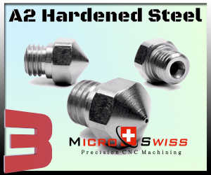 Micro Swiss Plated A2 Hardened Steel Nozzle MK10 for All Metal Hotend ONLY